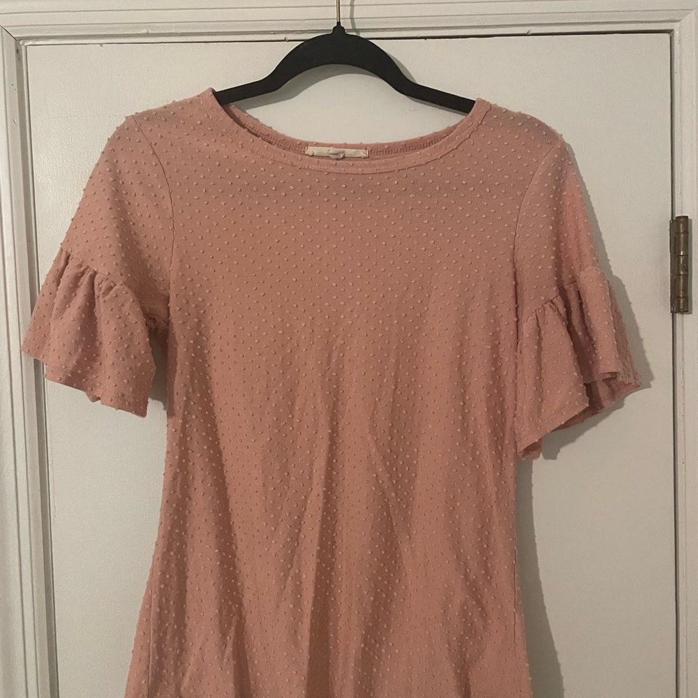 Pink Ruffled Flutter Sleeve Blouse